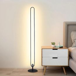 Floor Lamps Modern Metal Led Remote Control U Shape Dimmable Stading Light For Living Room Loft Bedroom Foyer Study