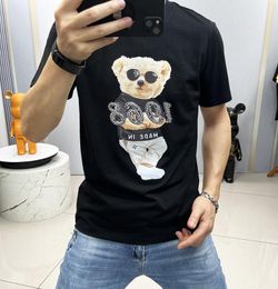 Men's T-Shirts 2023 Summer New Fashion Silk Cotton Casual Round Neck Men's T-shirt Printed Men's Short Sleeve