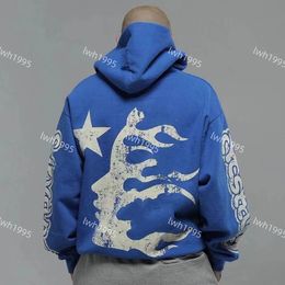 Classic Wests Luxury Hoodie Hell Star Hellstar Flame Printed and Loose Coat Pullover Sweater Hooded