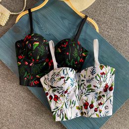 Bustiers & Corsets Summer Holiday Sexy Short Corset Top Plant Printed Backless Bra For Girls Club Street Underwear Small Strap Tops Women