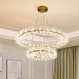 Pendant Lamps Modern Crystal Chandelier Nordic Rings Hanging Lamp Indoor Lighting Home Deco For Living Room Bedroom Restaurant