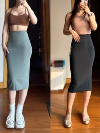 LUU Skirts Skorts Activewear Designer Luxury Slim Skirt Women's Outer Wear High Waist Nude Feeling Mid-length Sports Bag Buttock One-step Skirt Clothing