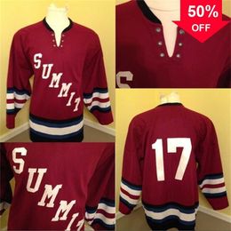 Mag Mit #17 Summit High School New Jersey Hockey Jersey 100% Stitched Embroidery s Hockey Jerseys Red VINTAGE