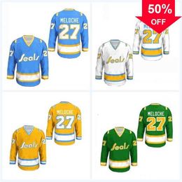 Mag Thr Custom Gilles Meloche Golden Seals Hockey Jersey Men's Women's Youth Stitch Sewn All Sizes Colours Number and Name