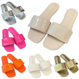 New fashion slippers top designer sandals genuine leather flat bottom beach shoes outdoor anti slip letter shoes candy jelly rubber shoes sheepskin indoor shoes