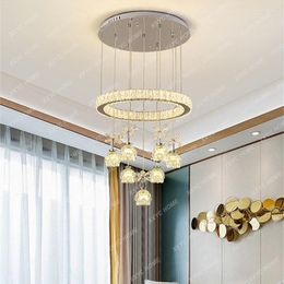 Chandeliers Modern Led Crystal Petal Ceiling Chandelier For Living Room Bedroom Kitchen Round Chrome Home Decor Hanging Light Lustre Fixture
