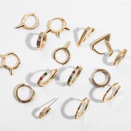 Hoop Earrings Small Rivet Crystal Circle For Women Punk Party Round Huggies Cartilage Cute Hooping Ear Cuff Gifts