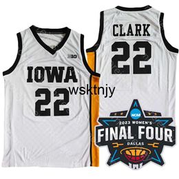 Wsk 2023 Women Final Four 4 Jersey NCAA College Iowa Hawkeyes Basketball Caitlin Clark Size S-3XL All Stitched Embroidery White Yellow