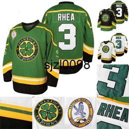 Sj98 Mens #3 Ross Rhea St. John'S Shamrocks Hockey Jersey 100% Stitched Hockey Jerseys with EMHL Patch S-XXXL