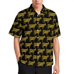 Men's Casual Shirts Milk Cow Beach Shirt Man Gold Animal Print Hawaiian Short Sleeve Pattern Funny Oversize Blouses Gift