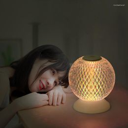 Table Lamps Modern Creative Crystal Ball LED Lamp Charging Touch Moon Projection Atmosphere Bedroom Bedside Three-olor Night Light