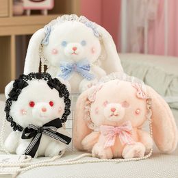 Backpacks Kawaii Plush Shoulder Bag Tuffed Animals Rabbit Bear Lolita Style Oblique Backpack for Girl Women Girls Toy Birthday Gift 230603