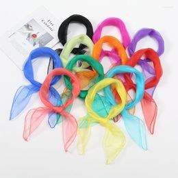 Scarves Plain Candy Colour Square Shawl Scarf Girls Shiny Thin Silk Dancing Performance Headband Office Lady Wrap Neck Snood 2023