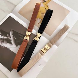 Belts Gold Metal Buckle Women Coat Dress Waistband Accessories For Ladies Trendy Thin Stretch Waist Belt