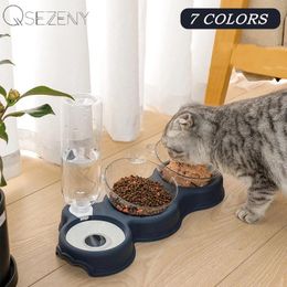 Supplies Pet Cat Bowl Automatic Feeder 3in1 Dog Cat Food Bowl with Water Fountain Double Bowl Drinking Raised Stand Dish Bowls for Cats