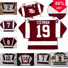 Mag Thr Peterborough Petes 2 Aaron Dawson 19 Steve Yzerman 9 Macdonald 7 Hendrikx 14 John Druce 12 Staal 8 Tie Domi 7 Rob Giffin Hockey Jersey