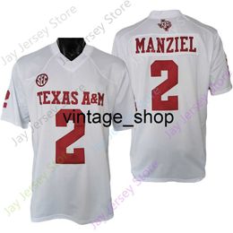 Vin Texas A&M Aggies Football Jersey NCAA College Johnny Manziel White Size S-3XL All Stitched Youth Men