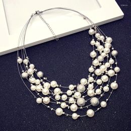 Pendant Necklaces Fashion Multilayer Pearl Necklace Beaded Short Clavicle Chain For Women Female Wedding Bride Neck Jewellery Gift