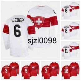 Sj98 Womens Team Switzerland 2022 Winter Hockey Jersey 6 Yannick Weber 7 Lara Stalder 9 Shannon Sigrist 11 Sven Senteler 8 Kaleigh Quennec 12