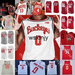 Wsk 2021 Custom Ohio State Buckeyes Basketball Jersey NCAA College Kyle Young D.J. Carton CJ Walker Kaleb Wesson Muhammad Alonzo Gaffney E.J. Liddell