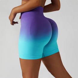 Outfit Yoga Gradient Seamless Yoga Shorts Gym Running Workout Tight Sports Shorts Womens High Waist Elastic Butt Lifting Fitness Pants 230603