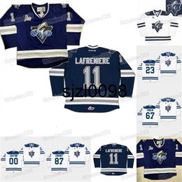 Sj98 Rimouski Oceanic Hockey Jerseys 11 Alexis Lafreniere 23 Frederik Gauthier 67 Michael Frolik 87 Sidney Crosby Custom CHL White Navy Blue