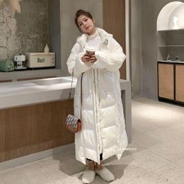 Women's Trench Coats Winter Jackets For Women Loose Super Long Hooded Shiny Down Cotton Jacket Female Thick Warm Puffer Parka Woman Coat