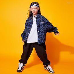 Stage Wear Children Hip Hop Clothing Boys Girls Jazz Dance Costume Hiphop Leopard Print Loose Shirt Tops Jogger Pants Kid Street
