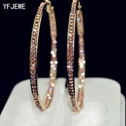 2018 Top Popular Earrings With Rhinestone Circle Earrings Simple Earrings Big Circle Gold Color Hoop Earrings For Women E005