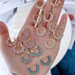 Hoop Earrings 5 Pairs Fashion Crystal Zircon Inlaid Beads Vintage Bohemia Style Elegant Women Metal Jewelry Party Girls