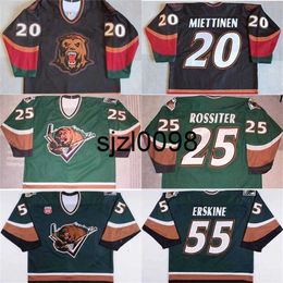 Sj98 custom Utah Grizzlies 55 John Erskine 20 Antti Miettinen 25 Kyle Rossiter Mens Womens Youth 100% Embroidery Custom Ice Hockey Jerseys