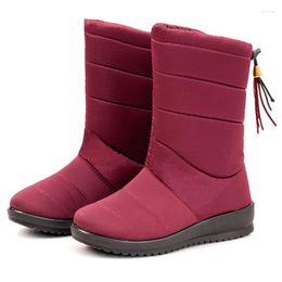 Boots Women Tassel Winter Loafer Footwear Female Waterproof Snow Woman Mid Calf Shoes Botas Mujer Warm Plus Size 44