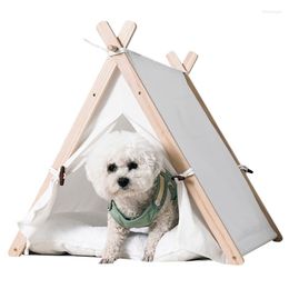 Cat Beds Pet Tent For Dogs Bed Portable Removable Washable Outdoor Indoor Kitten Houses Travel Teepee Puppy Cave With Cushion