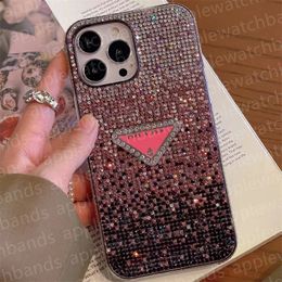Phone Case Designer Glitter iPhone Case for iPhone 15 Pro Max 14 13 12 11 X XR XS XsMax 8P Luxury Bling Sparkling Rhinestone Diamond Jewelled 3D Triangle P Mobile Cover