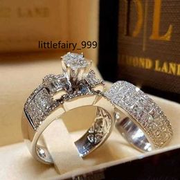 jóias com strass anel de casamento anel de casal de diamante banhado a simulação de prata S925 anel de zircônio noivado presente de aniversário de dia dos namorados