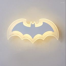 Wall Lamp Acrylic Bat Creative LED Lamps Children's Room Living Bedroom Bedside Sconce Aisle Staircase Decor Luminaires