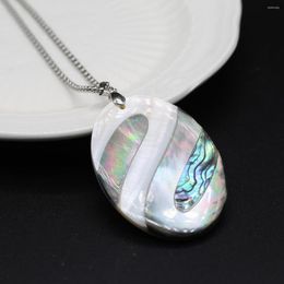 Pendant Necklaces Natural Abalone Stripes Shell Necklace Oval Shape For Women Men Jewelry Trendy Gift