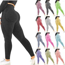 Active Pants High Waist Leggings Women's Solid Colour Hip Lift Seamless Jacquard Quick Dried Sports Fitness Yoga For Women