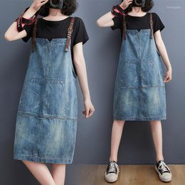 Casual Dresses Women Loose Large Size Suspender Dress 2023 Summer Sleeveless All-Match Denim Female Trend Vintage Sundress