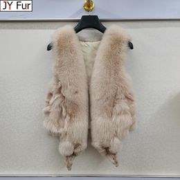 Fur 2023 Women 100% Genuine Real Fox Fur Vest Natural Soft Fox Fur Sleeveless Jacket New Lady Quality Warm Real Fox Fur Gilet