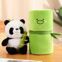 Plush Dolls 30cm Creative Bamboo Tube Panda Doll Fun Panda Plush Toys That Can Fit Into Bamboo Tubes Kids Birthday Gifts Room Decorations 230603