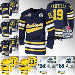 thr Michigan Wolverines Navy Faceoff Hockey Jersey 2023 Mark Estapa Frank Nazar III Gavin Brindley Adam Fantilli Luke Hughes Eric Ciccolini Samoskevich Hallum Jers