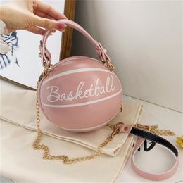 New Style Kids Girls Handbags Fashion Children Basketball Bags Chain Shoulder Messenger Bag Womens Small Round Bag Coin Purse