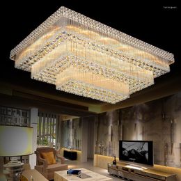 Ceiling Lights Luxury Rectangle LED Chandeliers Noble Gorgeous High End K9 Crystal Chandelier Living For El Hall Stairs Villa