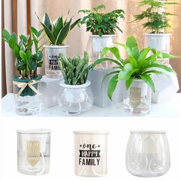 Vases Self Watering Planter Pots Mini Flowerpot Indoor Succulent Plant Pot Fish Tank Home Tabletop Flower Bonsai Decor 230603