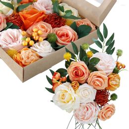 Decorative Flowers Wedding Refinement Simulation Rose Flower Box Decorations Festival Birthday Party Gifts Ornaments Holiday Decor