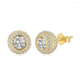 Stud Earrings WPB S925 Sterling Silver Women Shiny Hip Hop Ball Female Luxury Jewellery Bright Zircon Design Girl's Gift Party