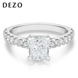 Solitaire Ring DEZO Radiant Cut 15 Ct Moissanite Engagement Ring VVS1 D Colour 925 Sterling Silver For Women Wedding Anniversary Jewellery Z0603