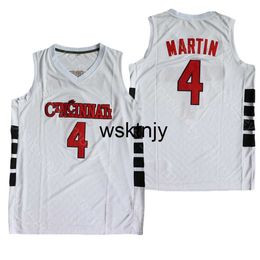 Wsk NCAA College Cincinnati Bearcats Basketball Jersey Martin Size S-3XL All Stitched Embroidery White