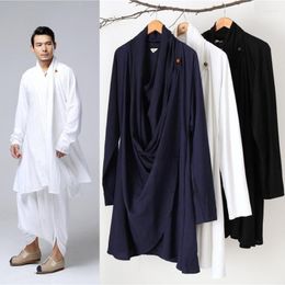 Ethnic Clothing Loose Style Plus Size Men Chinese Traditional Costumes Taichi Uniform Breathable V-neck Tang Suit Male Linen Gown